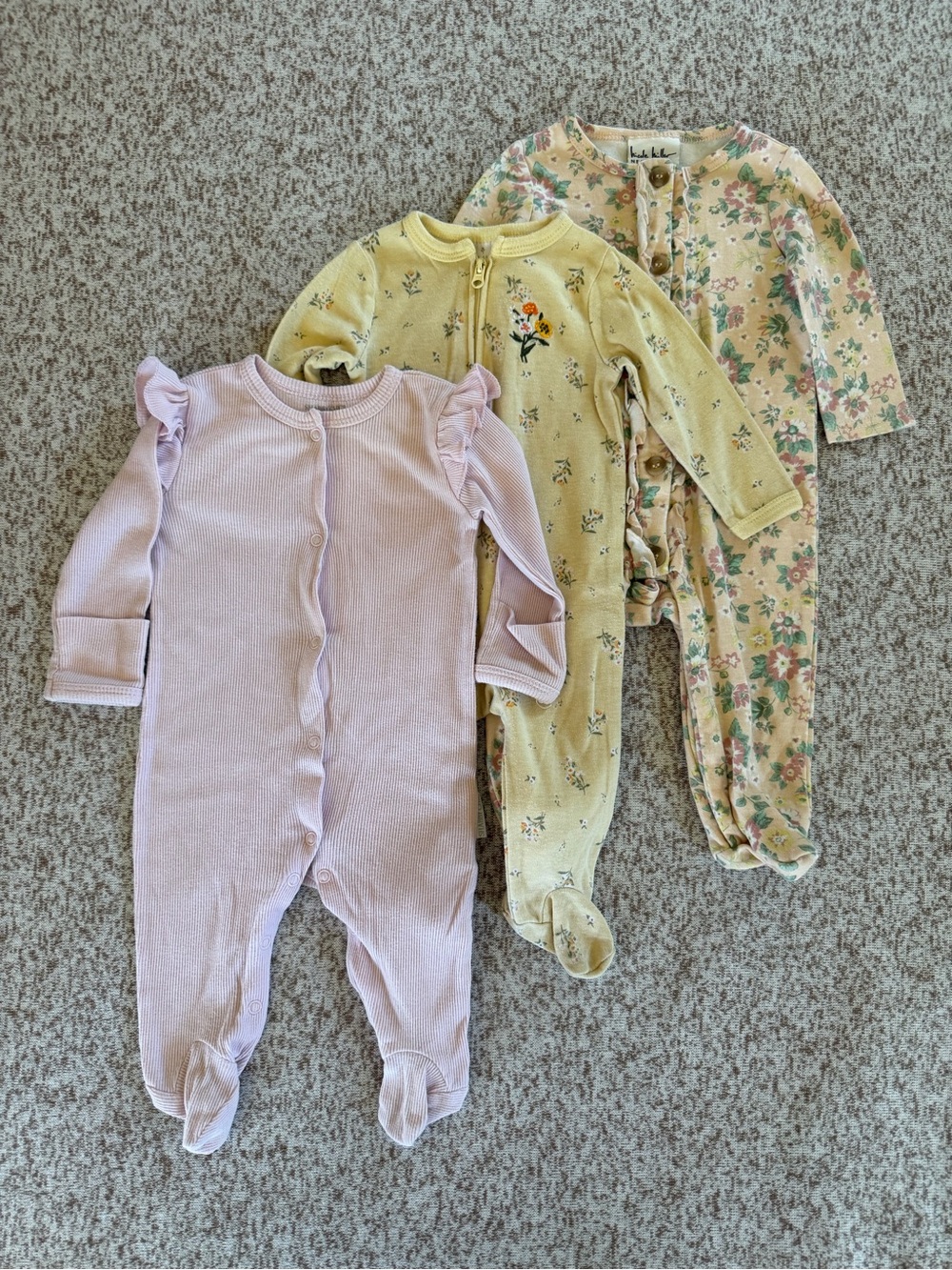 Laura Ashley Yellow and Pink Floral Baby Sleepers Bundle